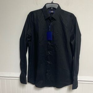 Cavalli Class Textured Slim Fit Logo Black Shirt Size 17